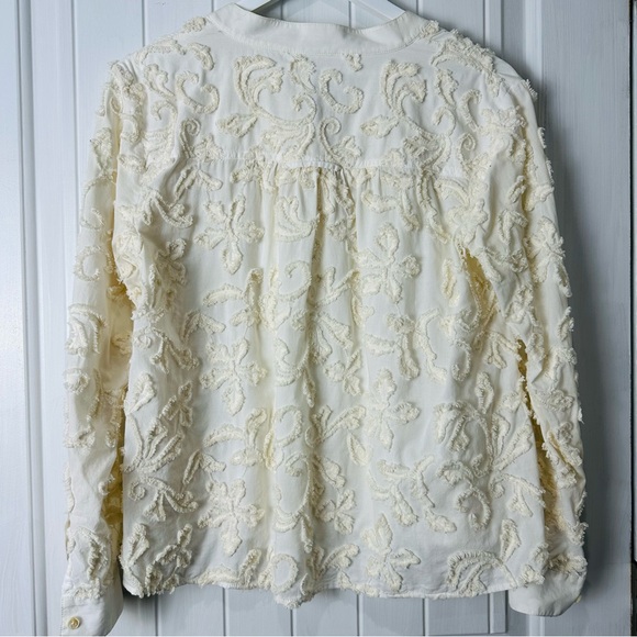 Anthropologie Cream Textured Button-Up blouse size XSmall - Picture 6 of 7